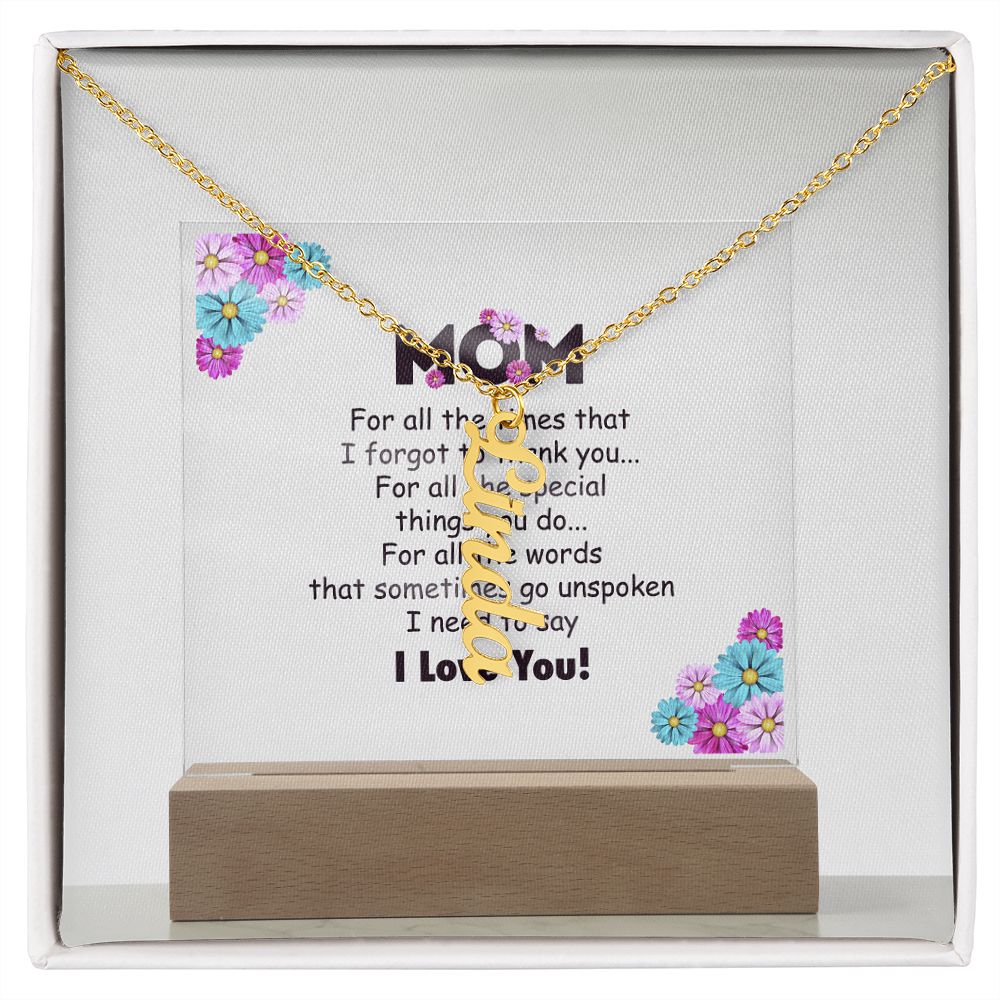 Customizable Vertical Name Necklace - A Special Gift